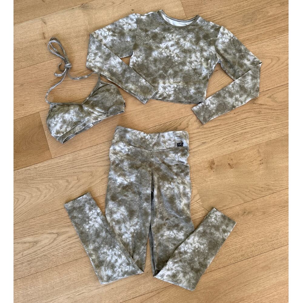 Lici Fit -  Sports Bra, Leggings and Long Sleeve Crop in Green & White
